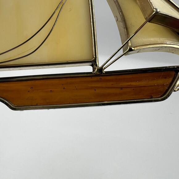 Vintage Glass Illusions Stained Sailboat Nautical Hanging Sun Catcher Handmade - Picture 11 of 11